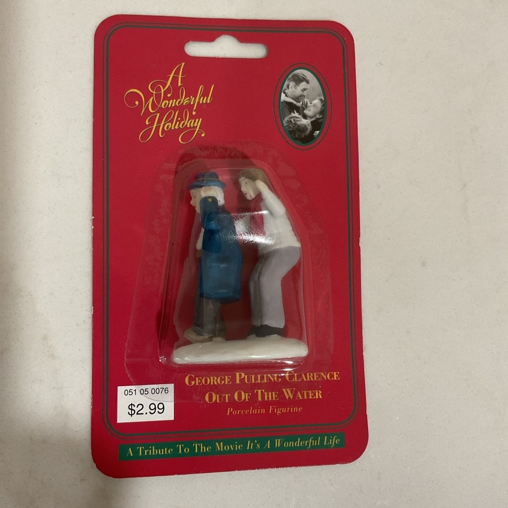 1997 It's A Wonderful Life George Pulling Clarence Out Of Water Figurine NIP